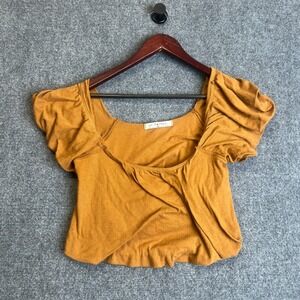 Free People We The Free Top Womens S Yellow Puff Sleeve Colorful‎ Bright Summer